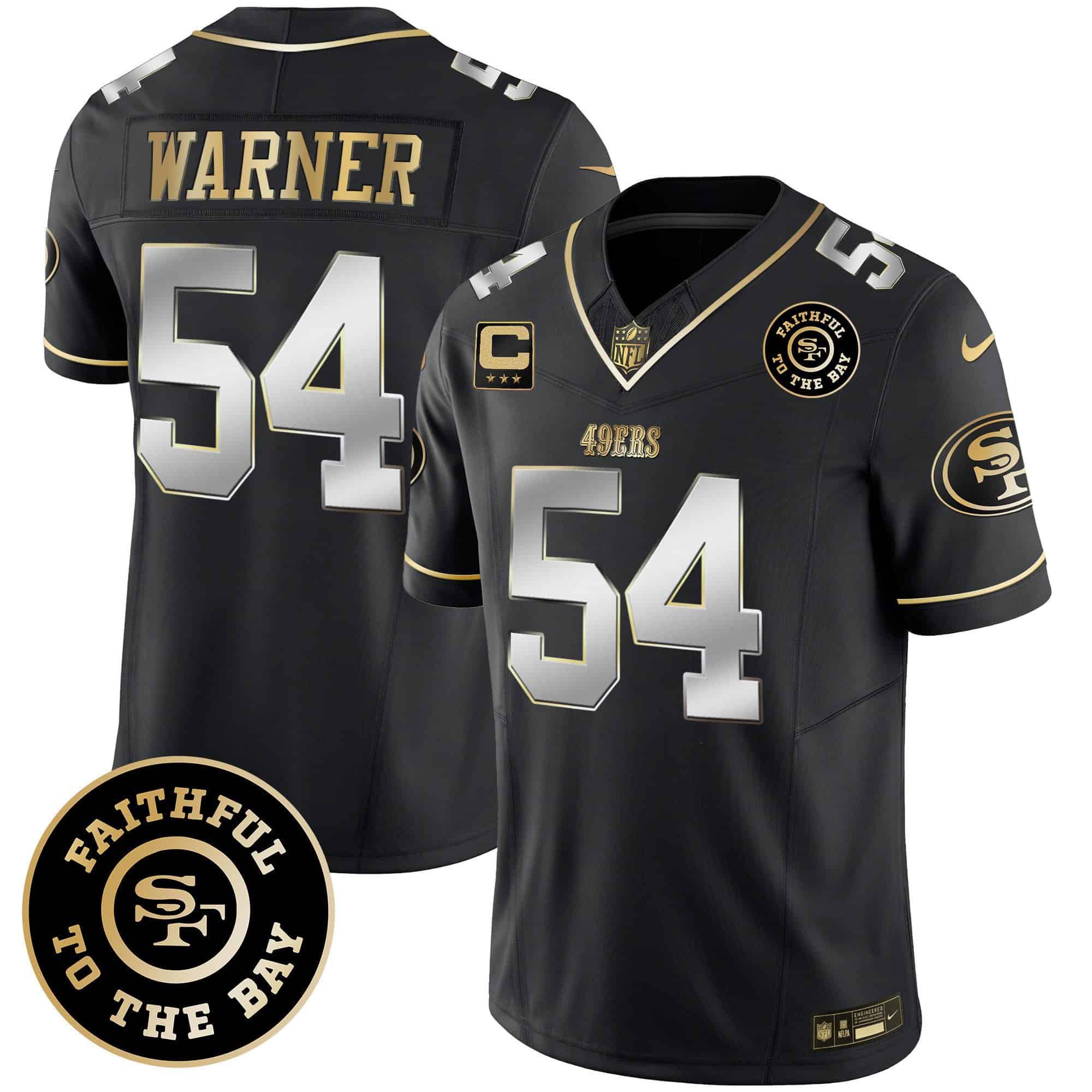 Men San Francisco 49ers 54 Warner Black 2024 Nike Faithful To The Bay Patch Vapor Limited NFL Jersey style 1